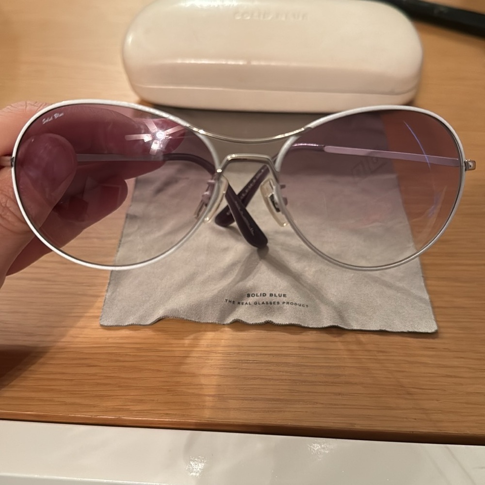 Solid Blue Sunglasses - image 4